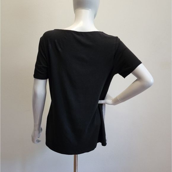 AYIFU Womens Short Sleeve Blouse, Light Grey, Asymmetric V-neck, Medium - Picture 7 of 9